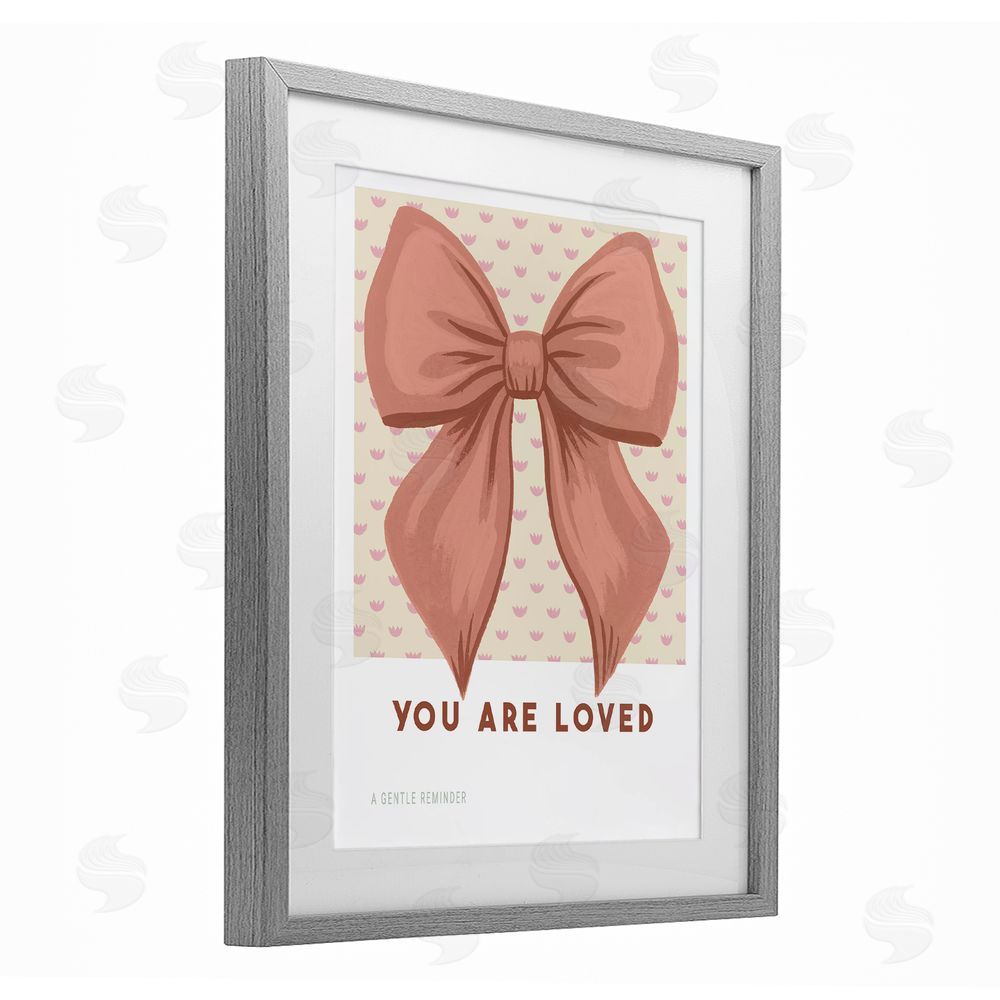 Courtney Haley Coral Bow You Are Loved Gray Framed Print Under Glass Art