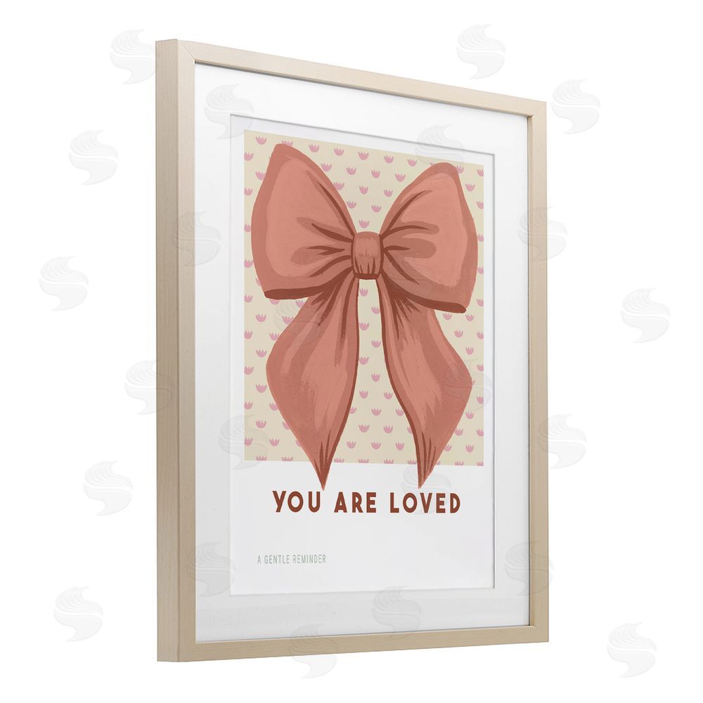 Courtney Haley Coral Bow You Are Loved Birch Framed Print Under Glass Art