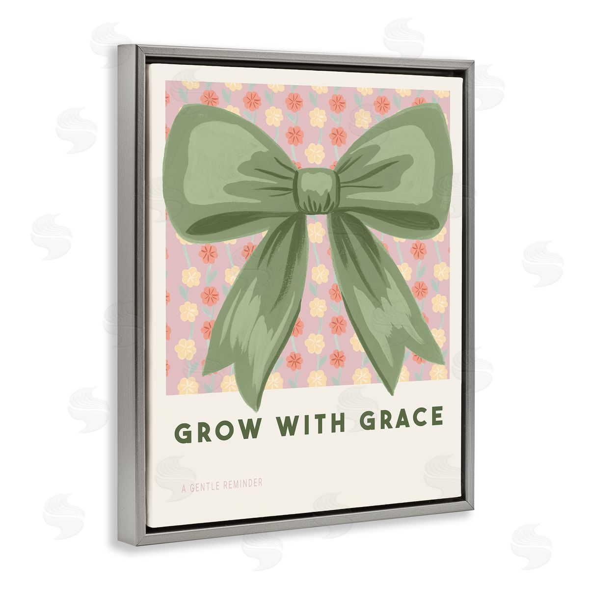 Courtney Haley Grow With Grace Ribbon Gray Floating Frame Canvas Art Print