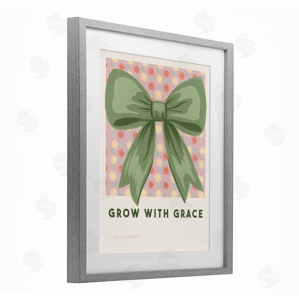 Courtney Haley Grow With Grace Ribbon Gray Framed Print Under Glass Art