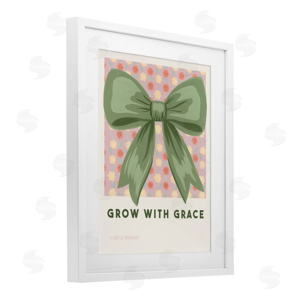 Courtney Haley Grow With Grace Ribbon White Framed Print Under Glass Art
