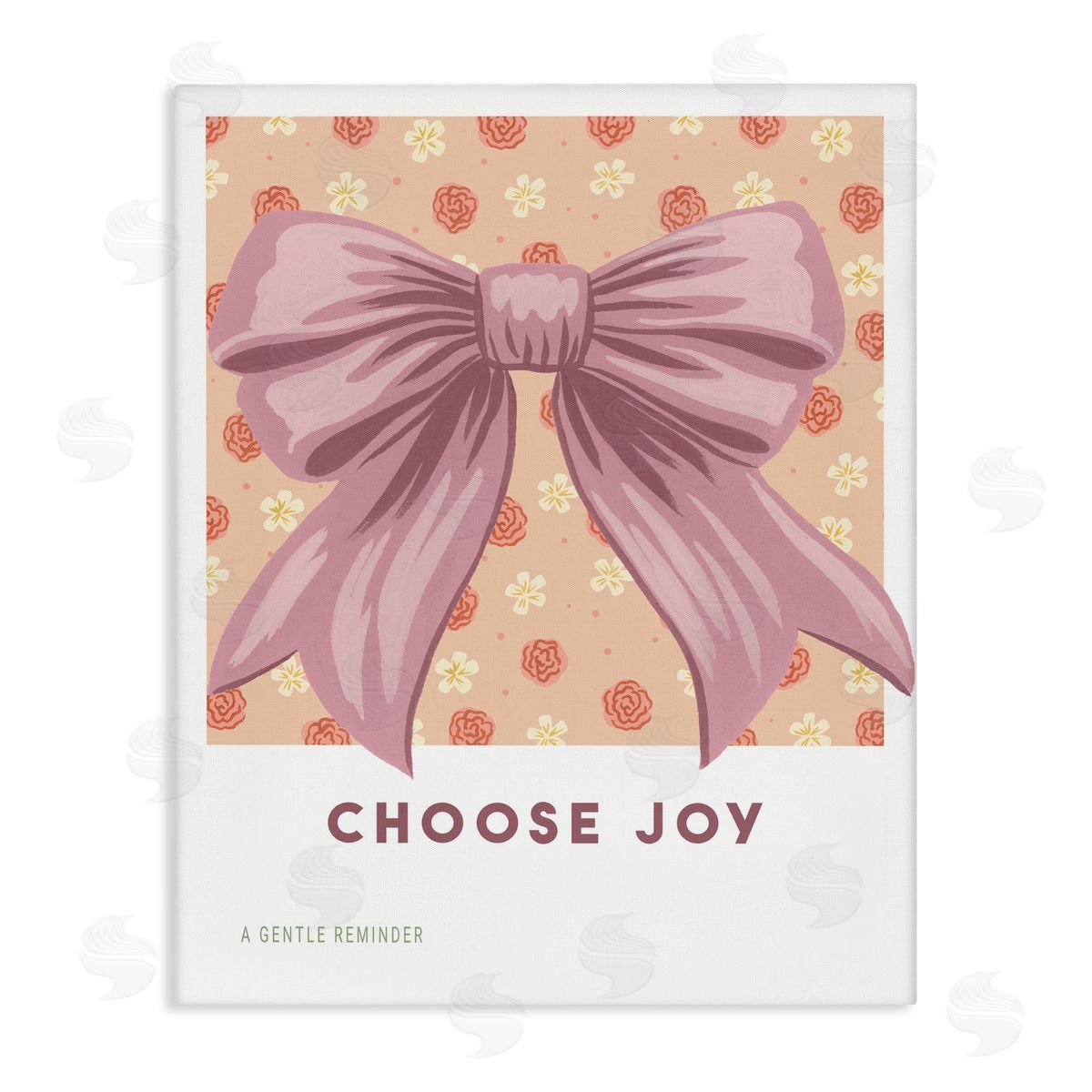 Courtney Haley Choose Joy Bow with Florals Canvas Wall Art Print