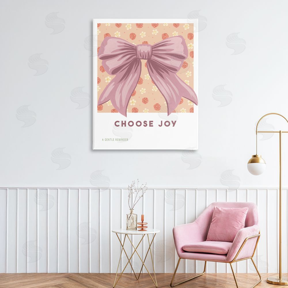 Courtney Haley Choose Joy Bow with Florals Printed Wall Art in Room