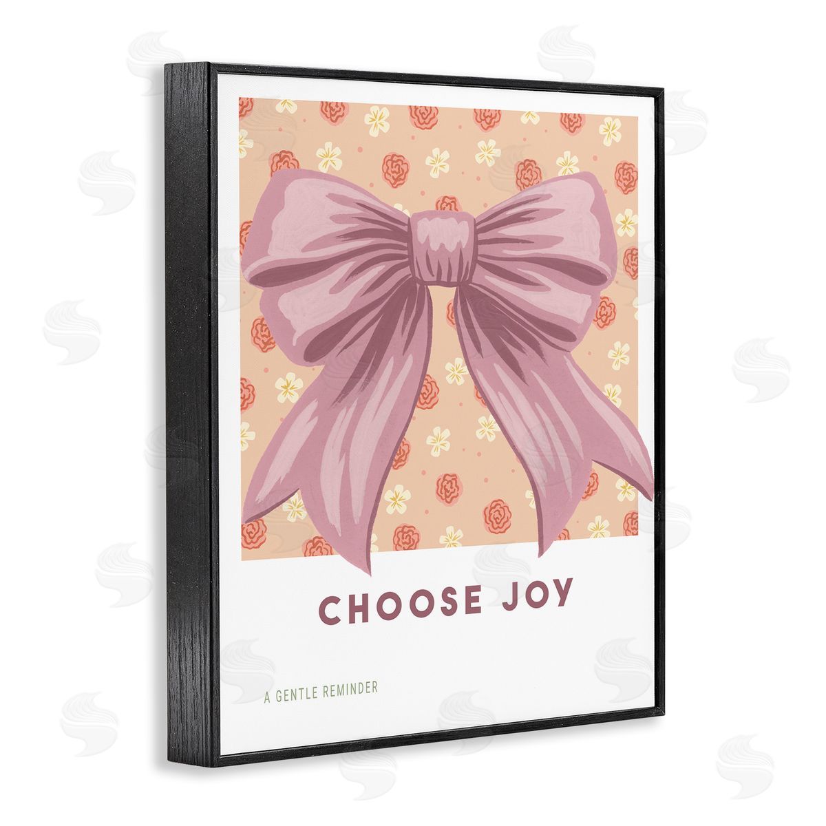 Courtney Haley Choose Joy Bow with Florals Black Framed Giclee Art Print