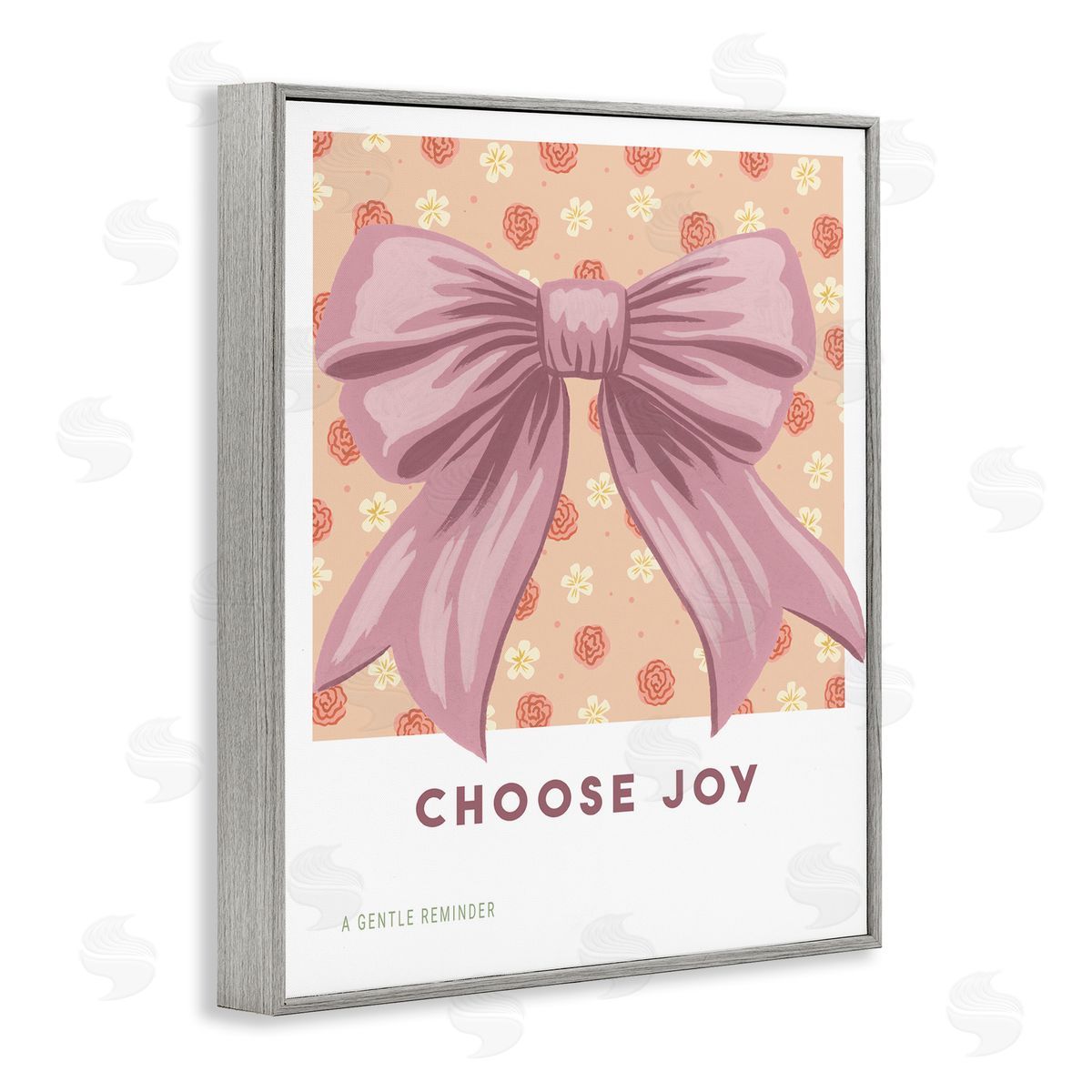 Courtney Haley Choose Joy Bow with Florals Gray Framed Giclee Art Print