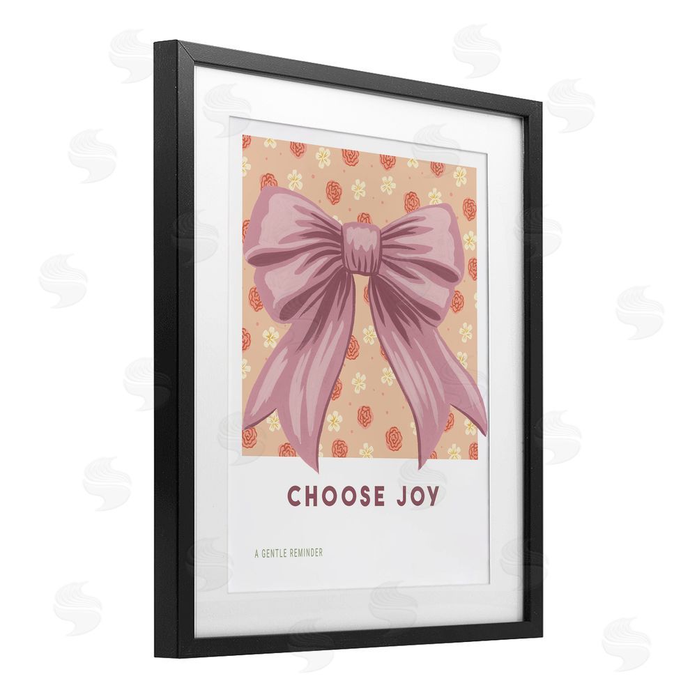 Courtney Haley Choose Joy Bow with Florals Black Framed Print Under Glass Art