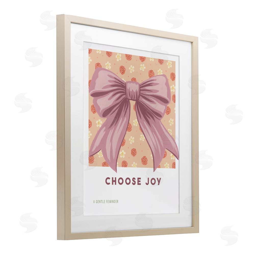 Courtney Haley Choose Joy Bow with Florals Birch Framed Print Under Glass Art