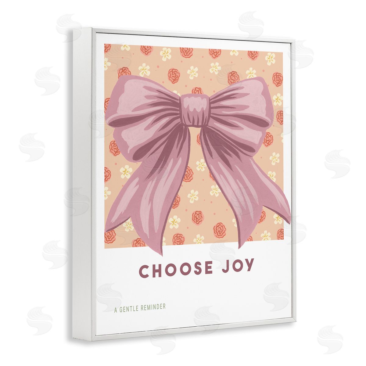 Courtney Haley Choose Joy Bow with Florals White Frame Giclee Art Print
