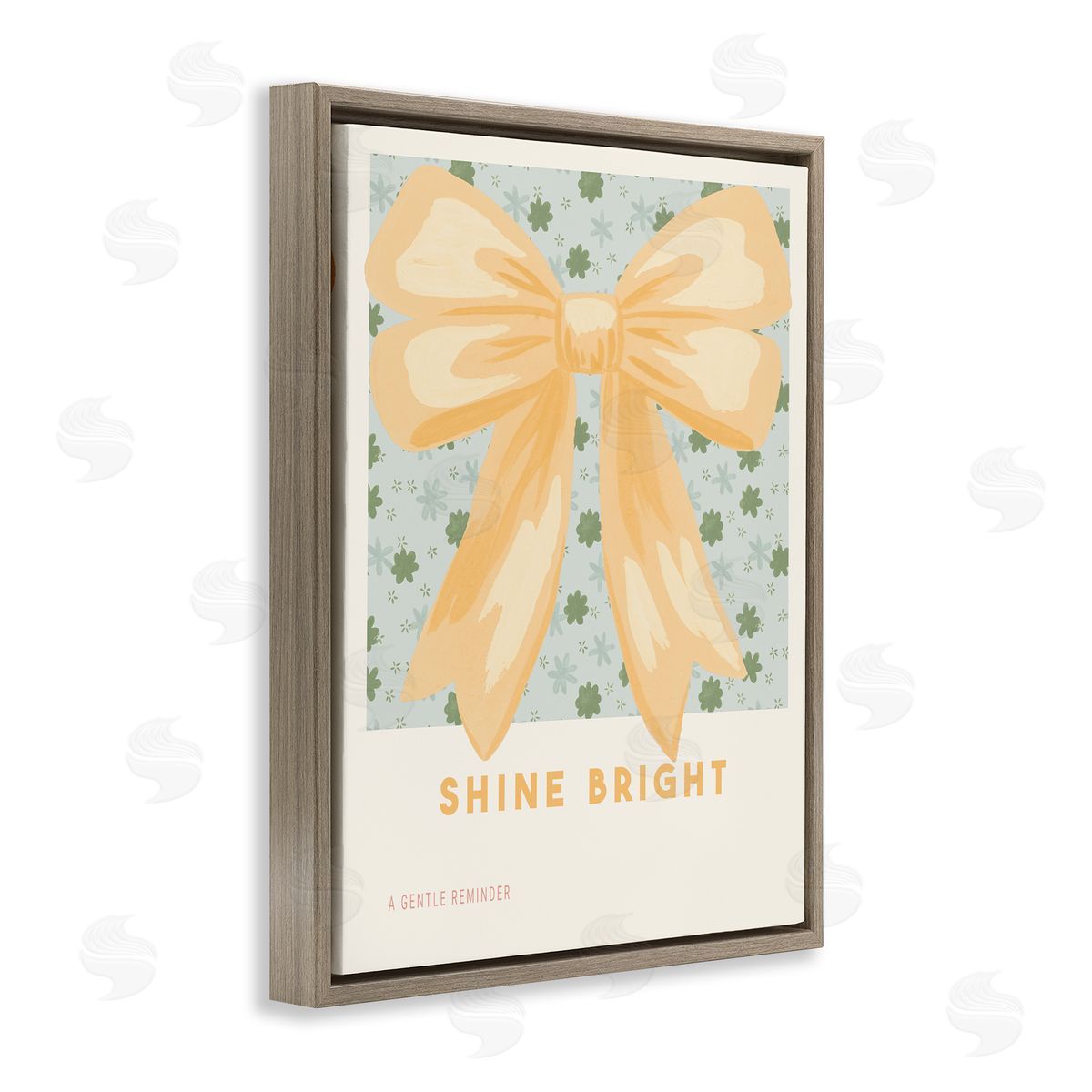 Courtney Haley Shine Bright Yellow Bow Brown Floating Frame Canvas Art Print