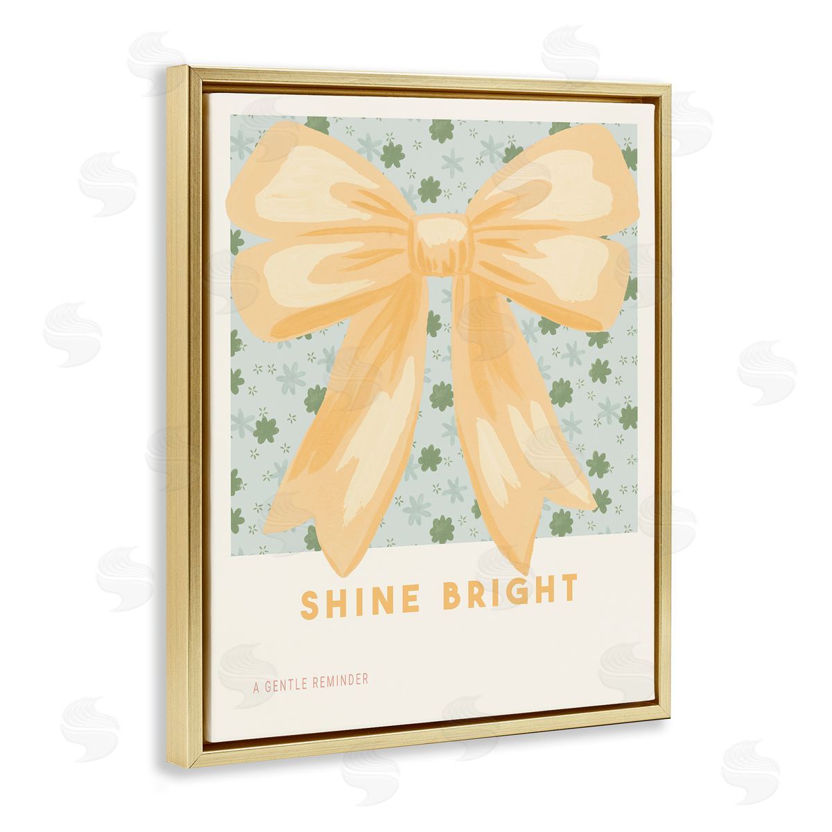 Courtney Haley Shine Bright Yellow Bow Gold Floating Frame Canvas Art Print