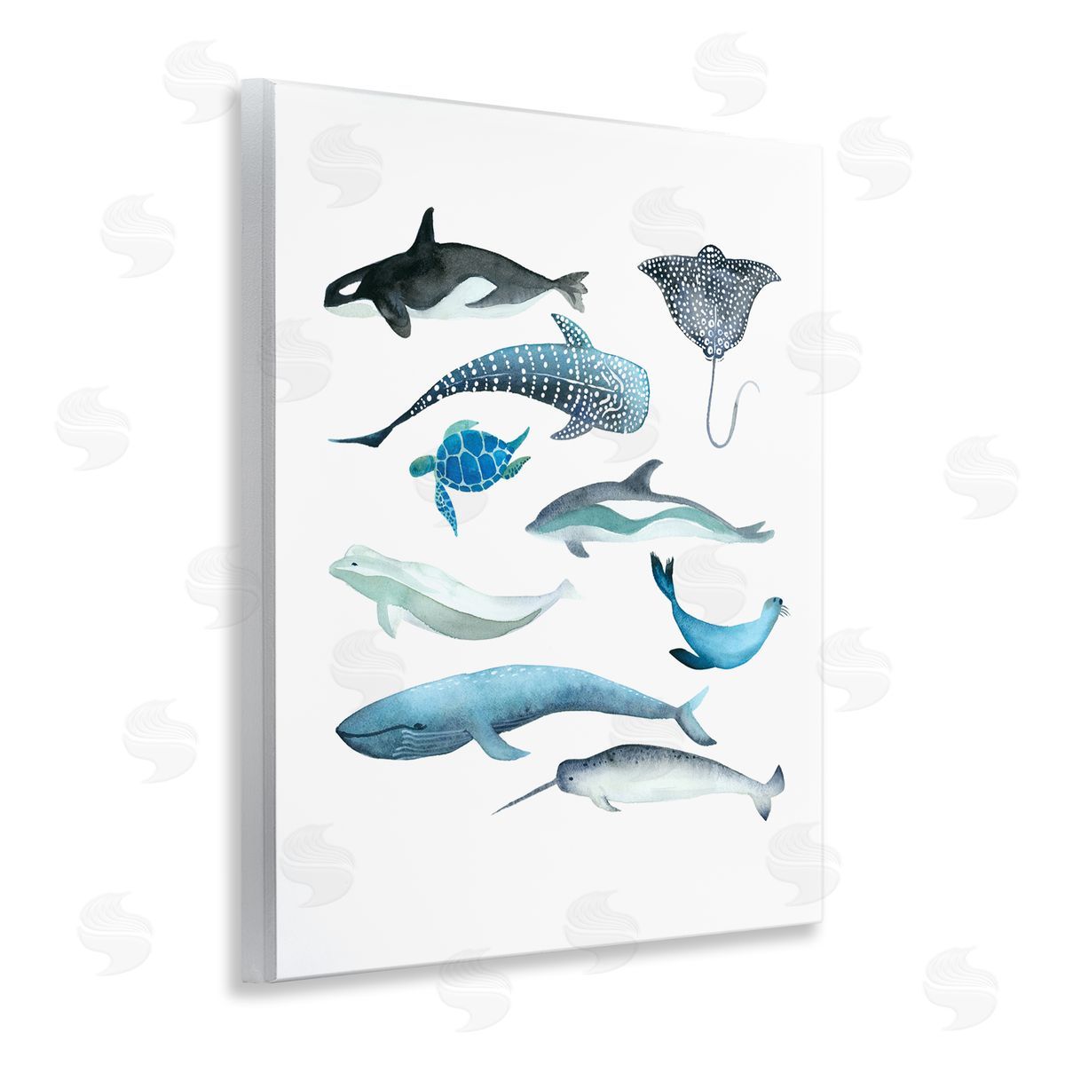 Evelyn Coleman Underwater Creatures in Blues Wall Plaque Art Print