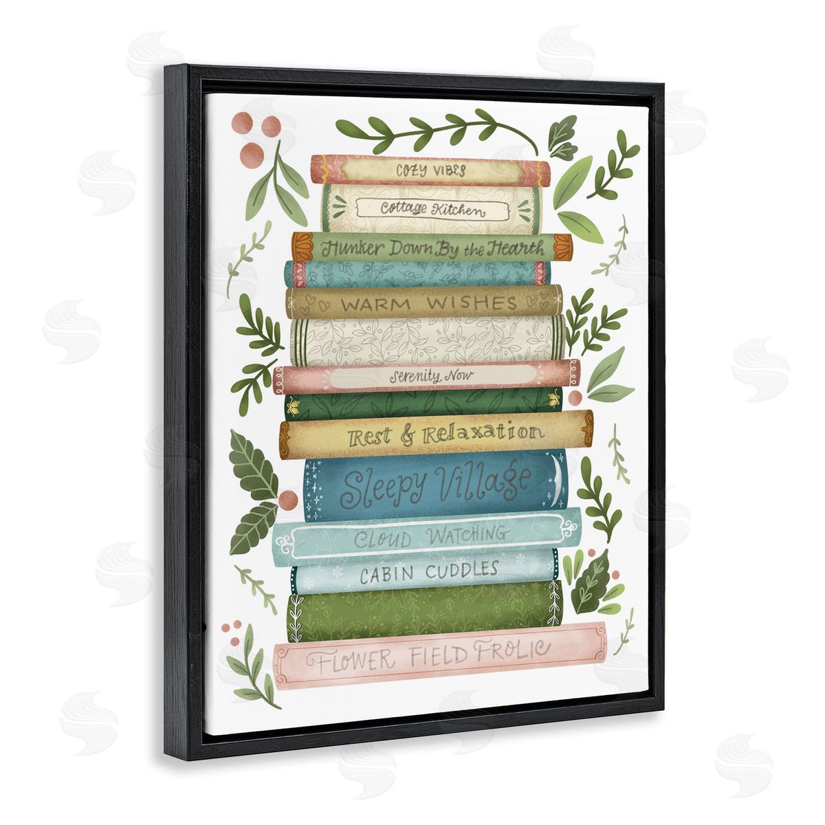 Giao Williams Cozy Books At The Cottage Black Floating Frame Canvas Wall Art Print