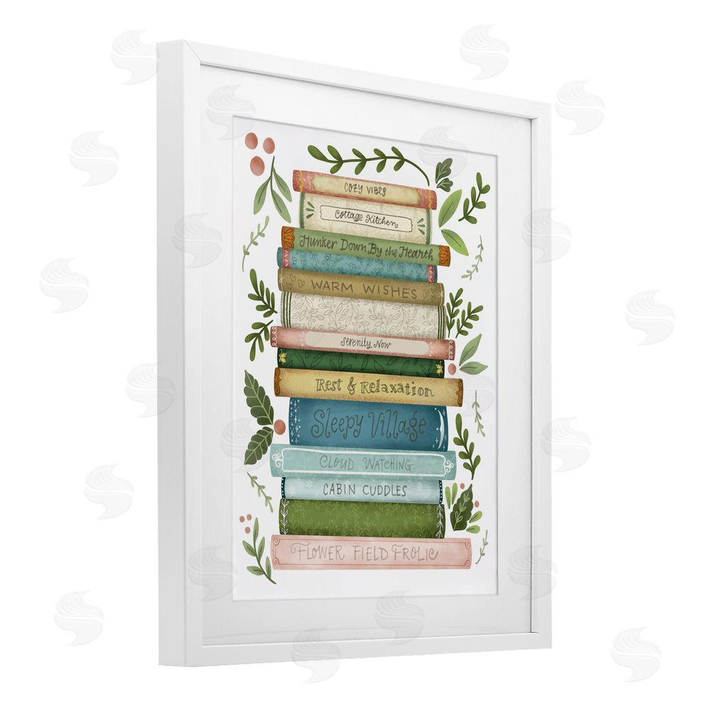 Giao Williams Cozy Books At The Cottage White Framed Print Under Glass Art