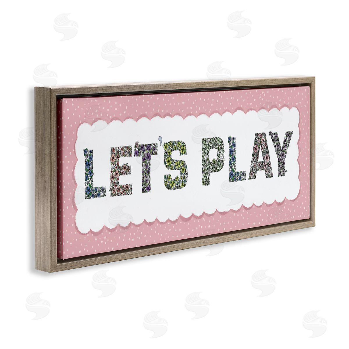 Jennifer Stith Let's Play Floral Pattern Brown Floating Frame Canvas Art Print