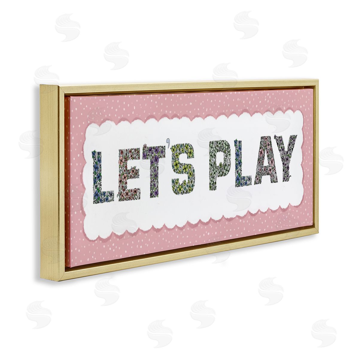 Jennifer Stith Let's Play Floral Pattern Gold Floating Frame Canvas Art Print