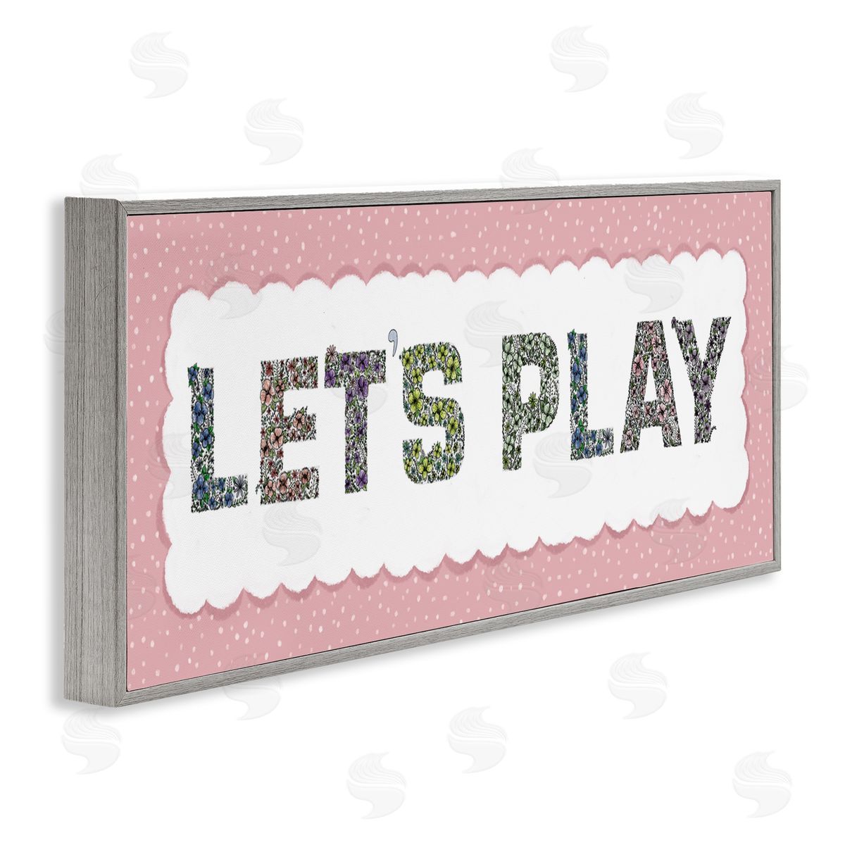 Jennifer Stith Let's Play Floral Pattern Gray Framed Giclee Art Print