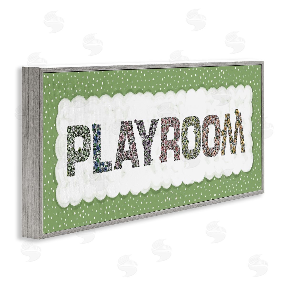 Jennifer Stith Playroom with Green Border Gray Framed Giclee Art Print