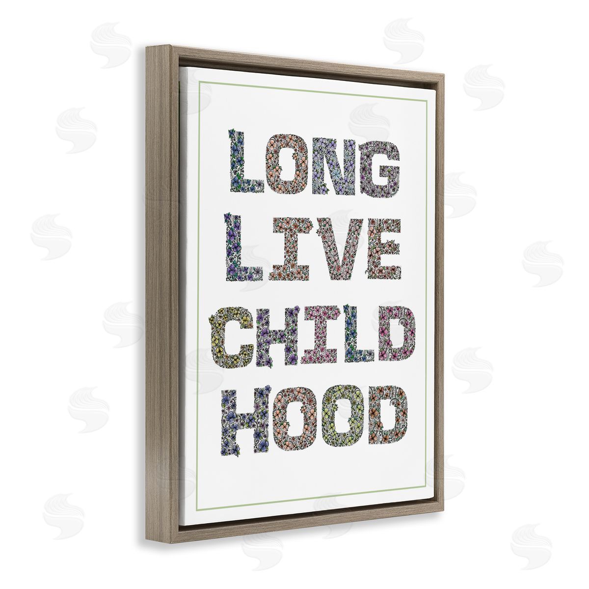 Jennifer Stith Long Live Childhood Florals Brown Floating Frame Canvas Art Print
