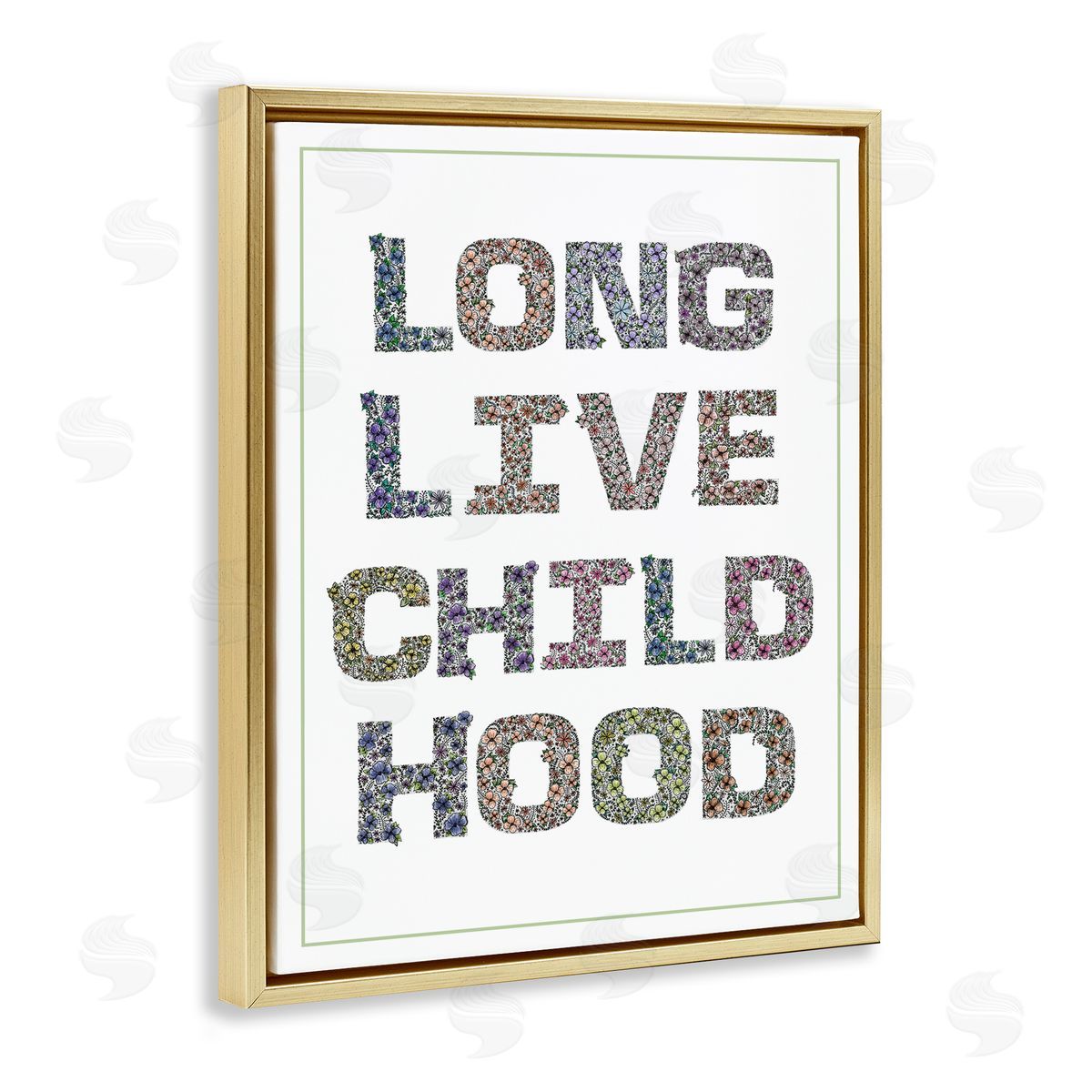 Jennifer Stith Long Live Childhood Florals Gold Floating Frame Canvas Art Print