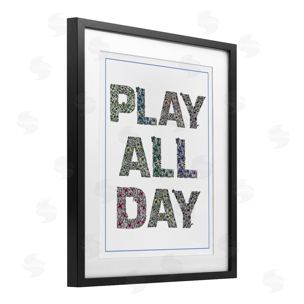Jennifer Stith Play All Day in Florals Black Framed Print Under Glass Art