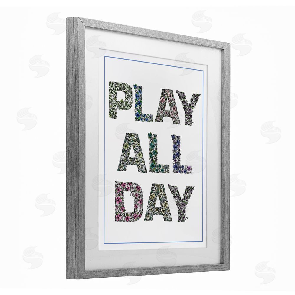 Jennifer Stith Play All Day in Florals Gray Framed Print Under Glass Art