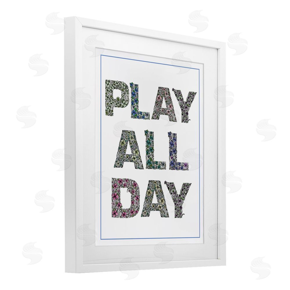 Jennifer Stith Play All Day in Florals White Framed Print Under Glass Art