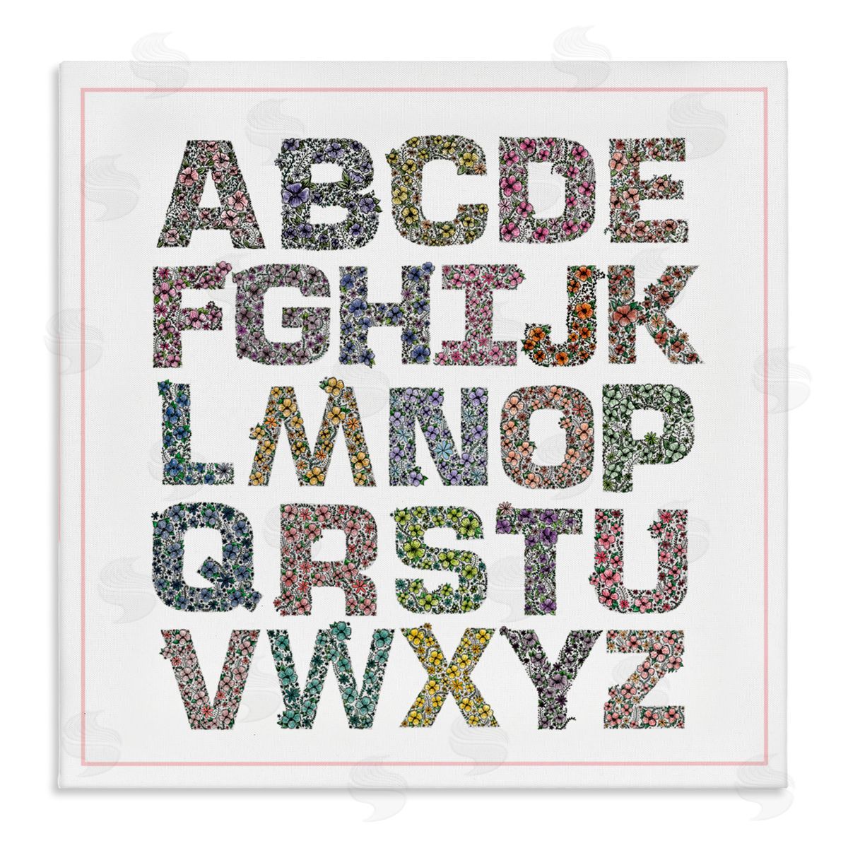 Jennifer Stith Detailed Florals Alphabet Canvas Wall Art Print