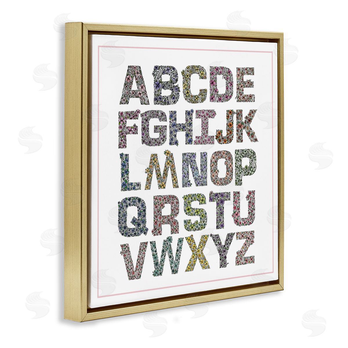 Jennifer Stith Detailed Florals Alphabet Gold Floating Frame Canvas Art Print
