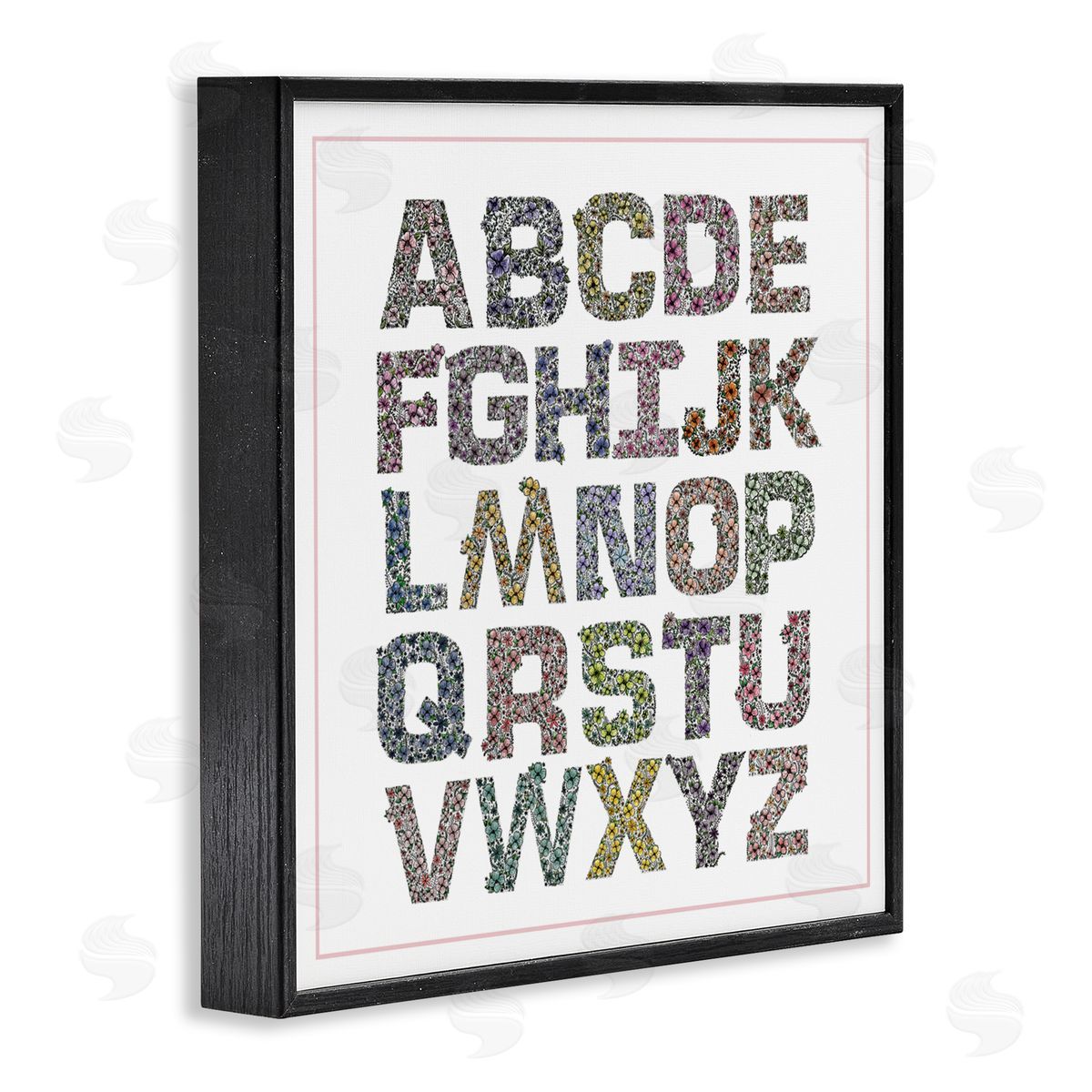 Jennifer Stith Detailed Florals Alphabet Black Framed Giclee Art Print