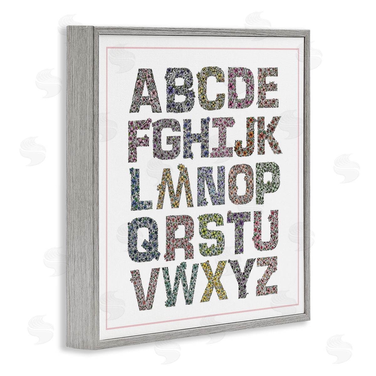 Jennifer Stith Detailed Florals Alphabet Gray Framed Giclee Art Print