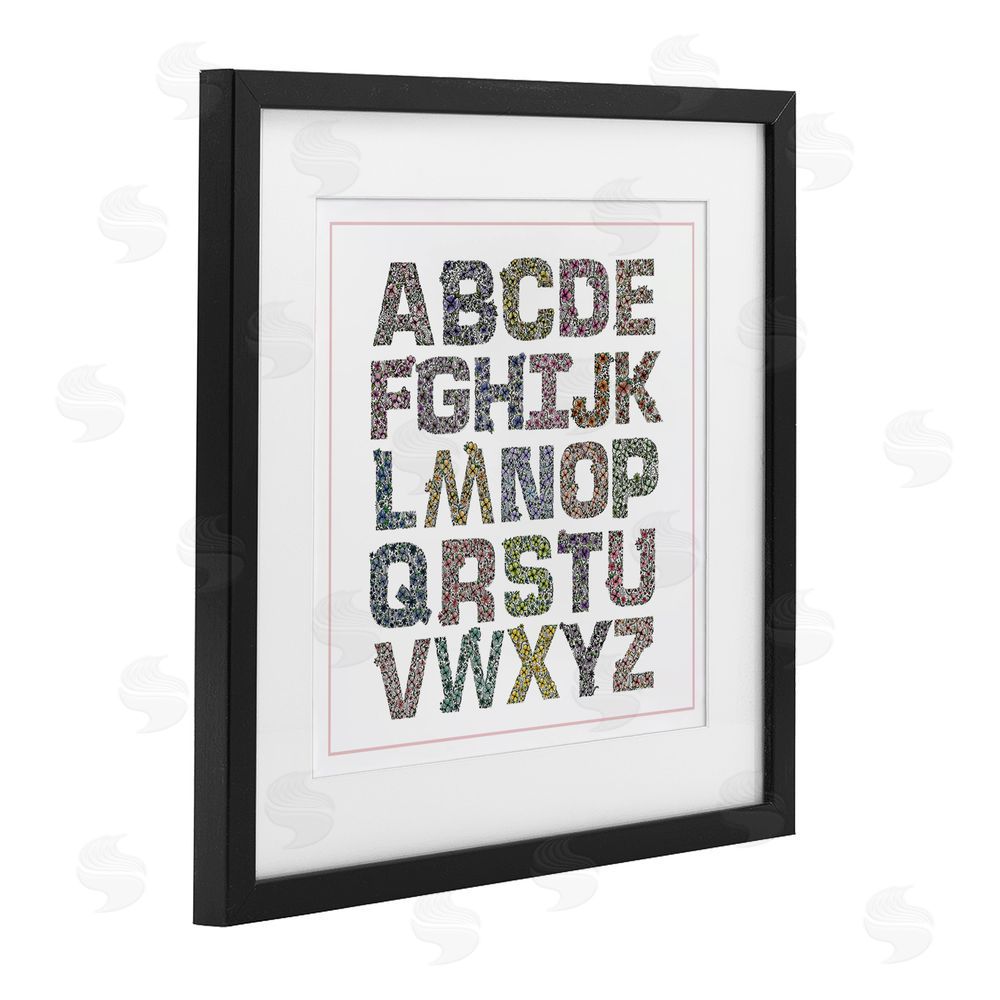 Jennifer Stith Detailed Florals Alphabet Black Framed Print Under Glass Art