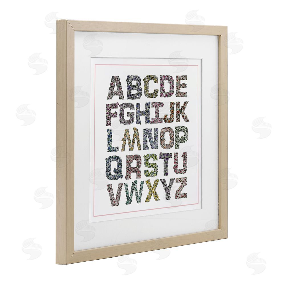 Jennifer Stith Detailed Florals Alphabet Birch Framed Print Under Glass Art