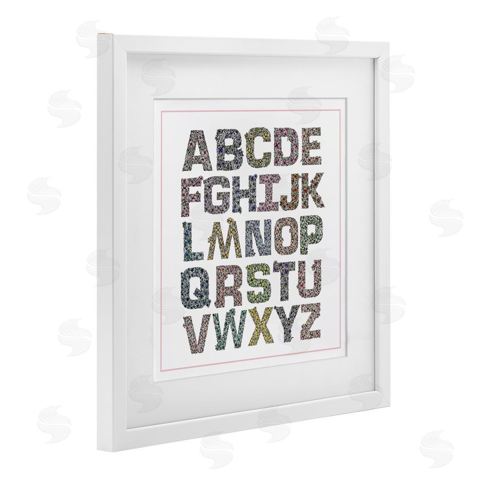Jennifer Stith Detailed Florals Alphabet White Framed Print Under Glass Art