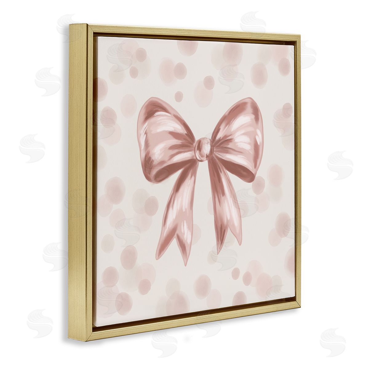 Kristen Dalpiaz Sweetest Bow on Dots Gold Floating Frame Canvas Art Print