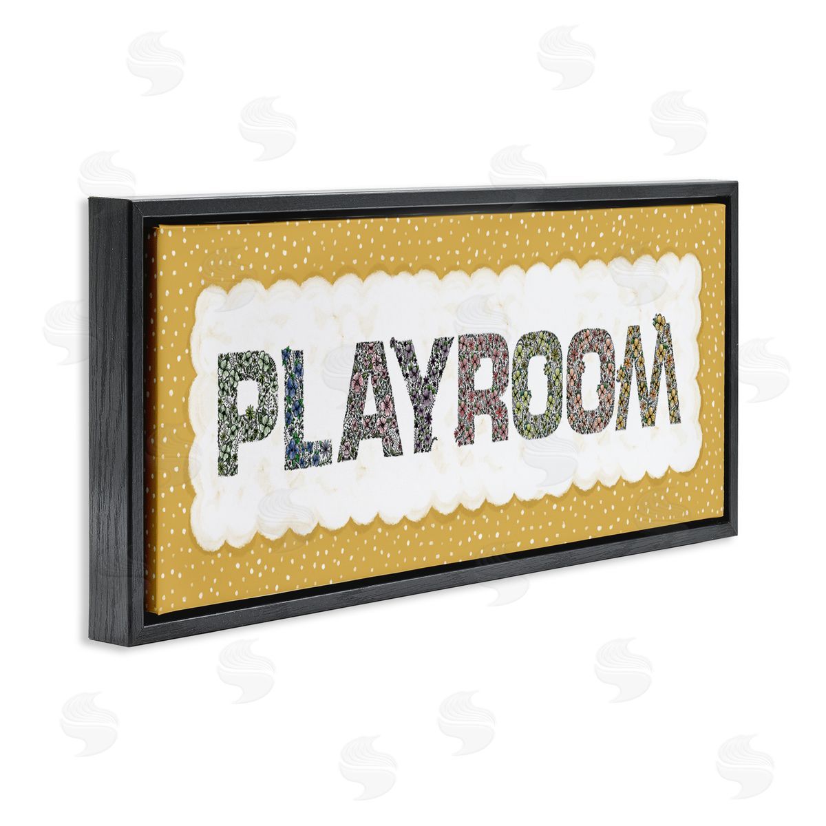 Jennifer Stith Play Room with Yellow Border Black Floating Frame Canvas Wall Art Print