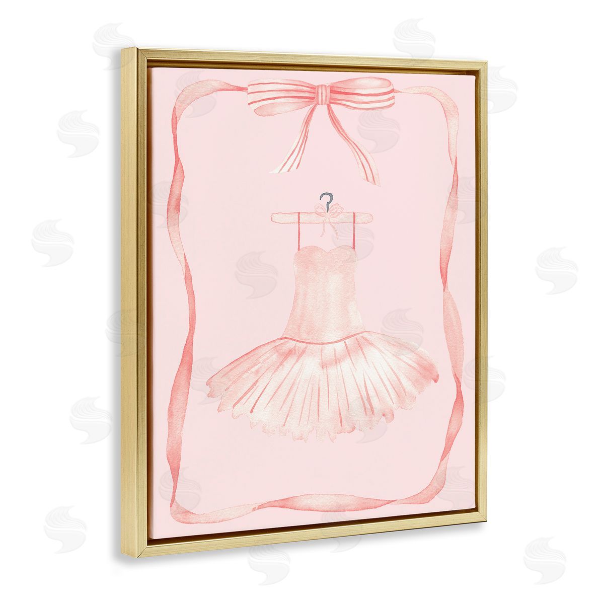 Nina Jacobs Ballet Dress on Hanger Gold Floating Frame Canvas Art Print