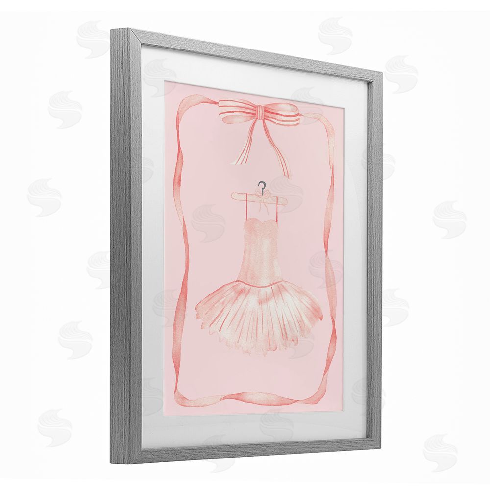 Nina Jacobs Ballet Dress on Hanger Gray Framed Print Under Glass Art