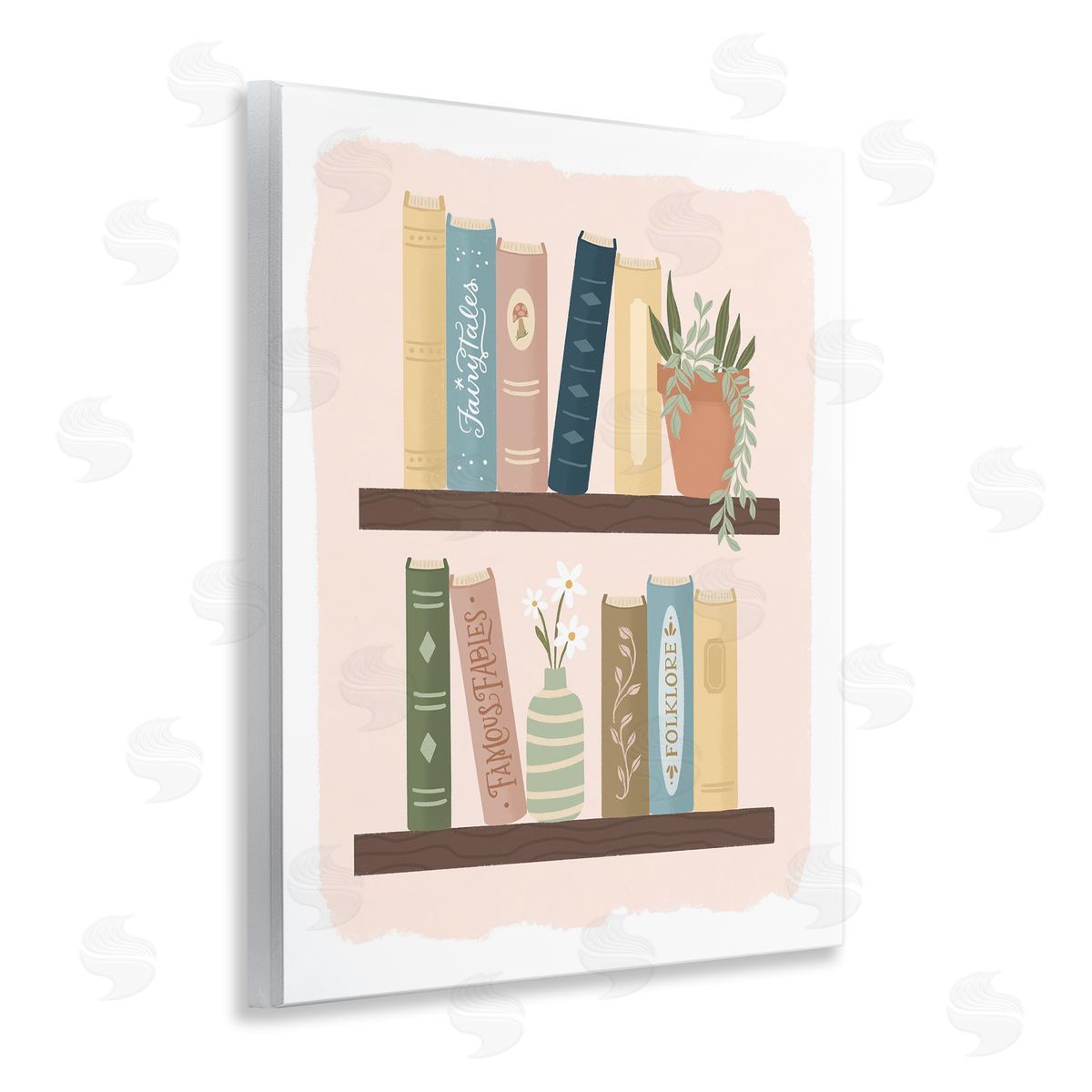 Sandra Picco Minimal Bookshelves with Plant Wall Plaque Art Print