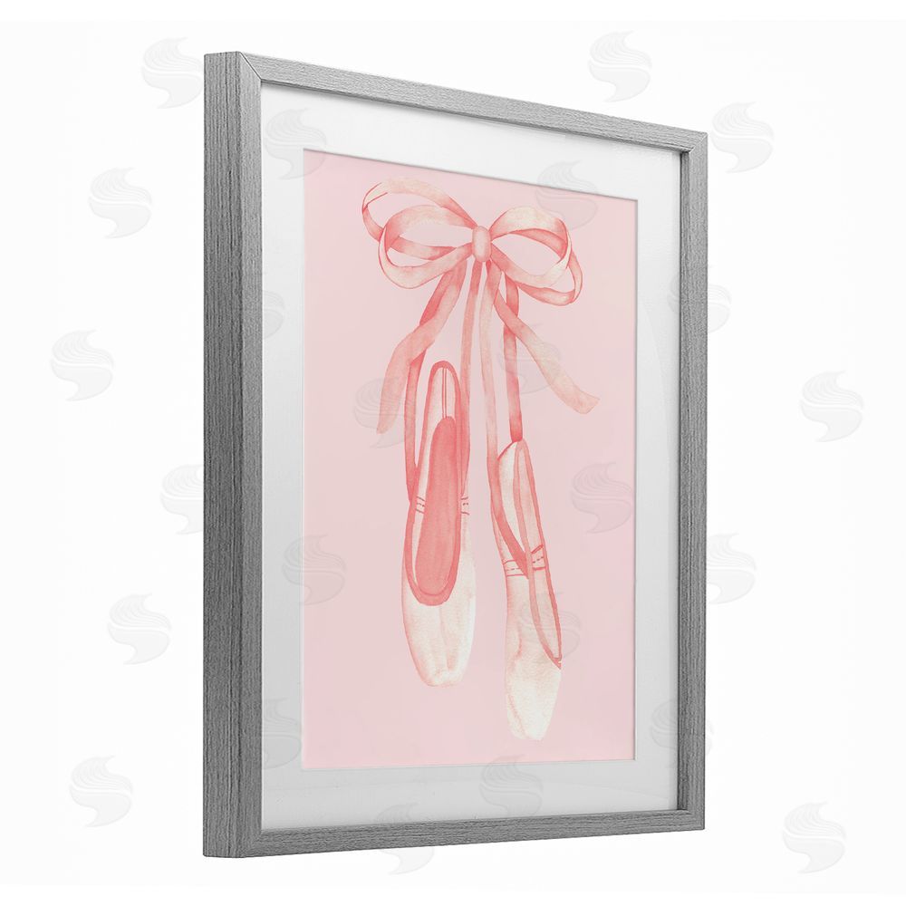 Nina Jacobs Graceful Ballet Slippers Gray Framed Print Under Glass Art