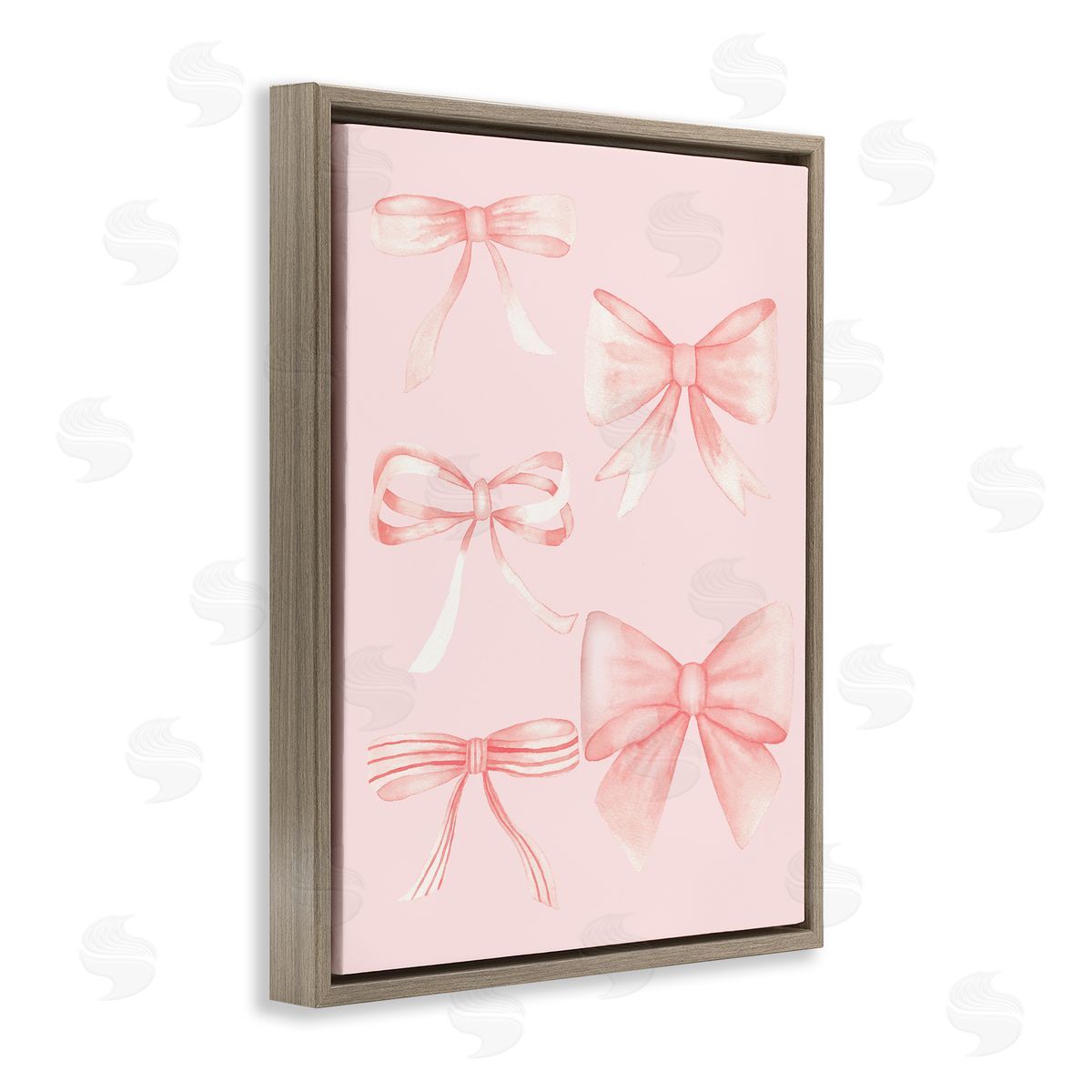 Nina Jacobs Graceful Feminine Pink Ribbons Brown Floating Frame Canvas Art Print