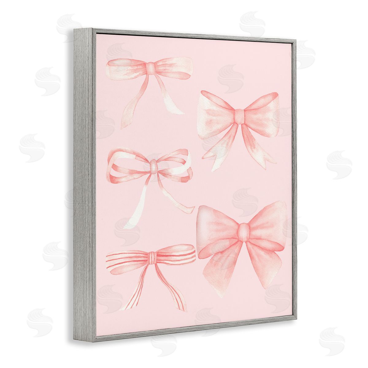 Nina Jacobs Graceful Feminine Pink Ribbons Gray Framed Giclee Art Print