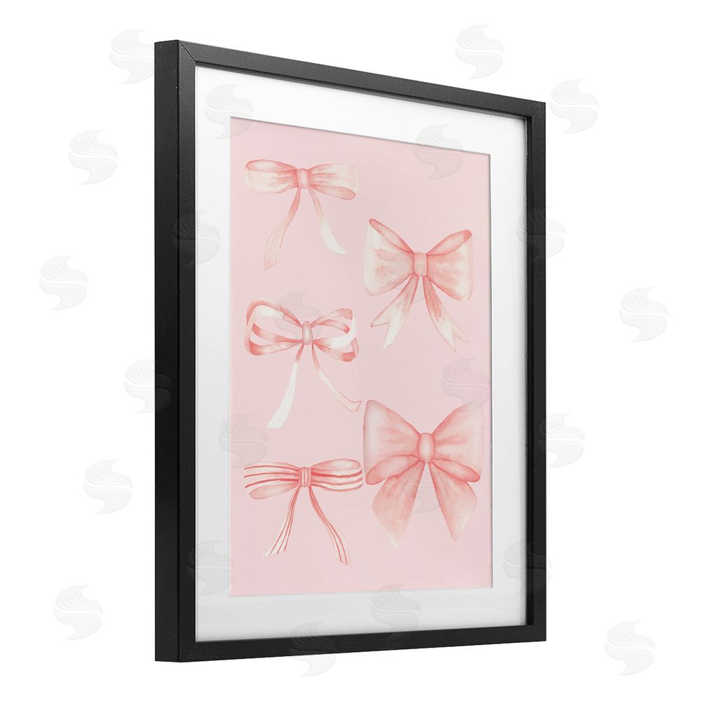 Nina Jacobs Graceful Feminine Pink Ribbons Black Framed Print Under Glass Art