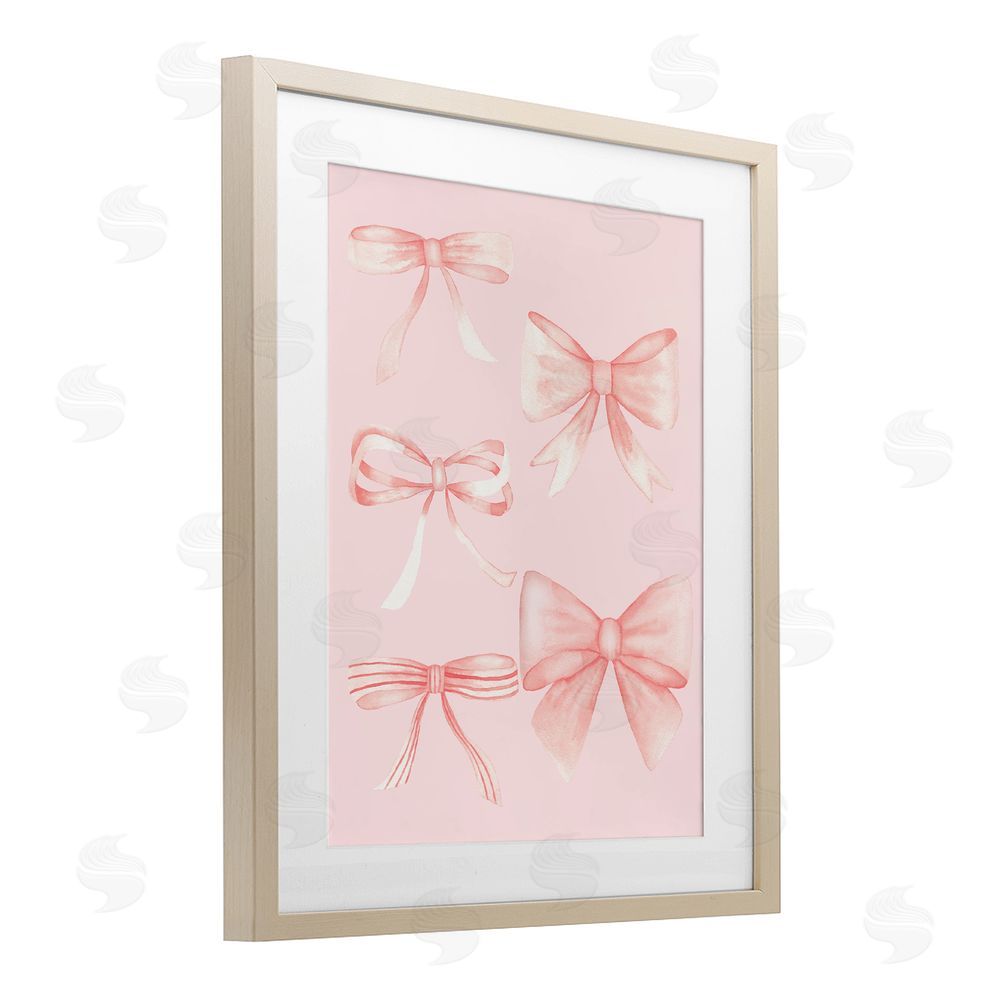 Nina Jacobs Graceful Feminine Pink Ribbons Birch Framed Print Under Glass Art