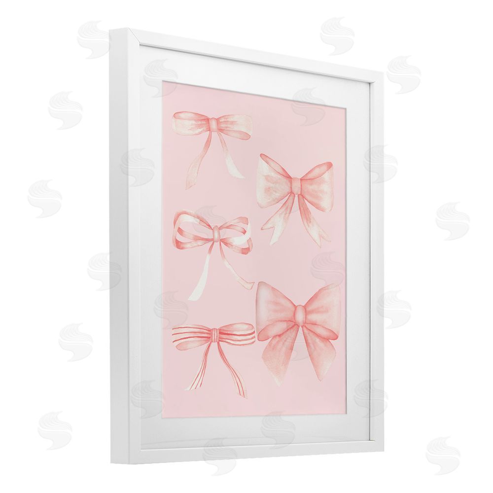 Nina Jacobs Graceful Feminine Pink Ribbons White Framed Print Under Glass Art