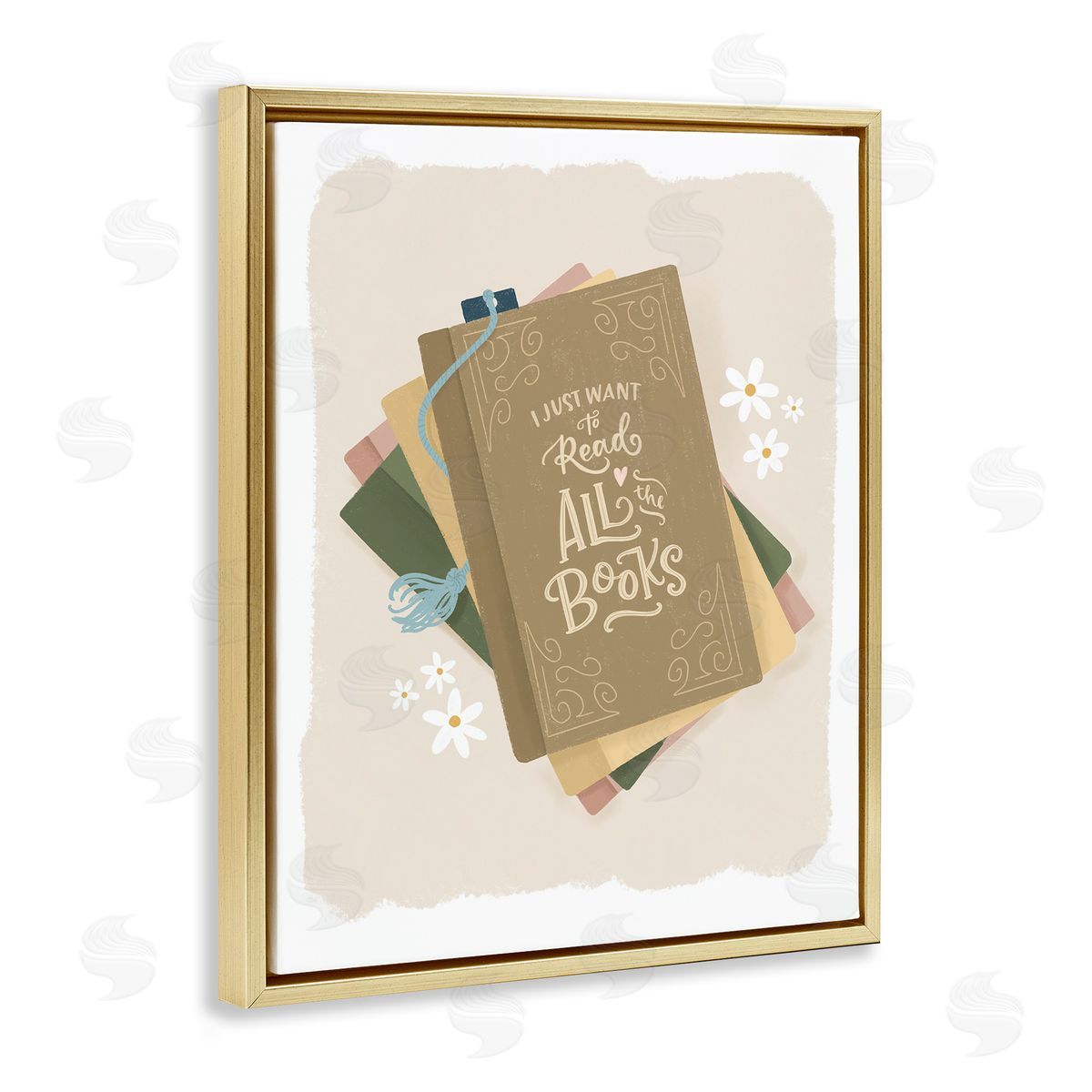Sandra Picco Want To Read All The Books Gold Floating Frame Canvas Art Print
