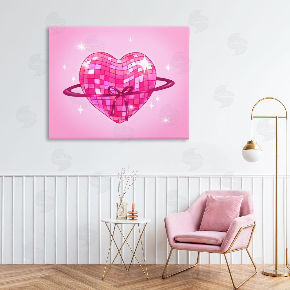 Stephanie Sanchez Disco Heart Planet Rings Printed Wall Art in Room