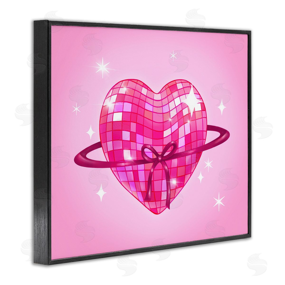 Stephanie Sanchez Disco Heart Planet Rings Black Framed Giclee Art Print