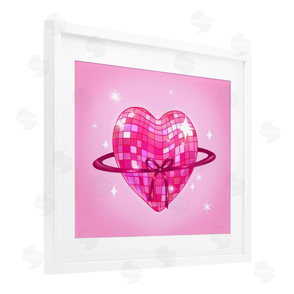 Stephanie Sanchez Disco Heart Planet Rings White Framed Print Under Glass Art