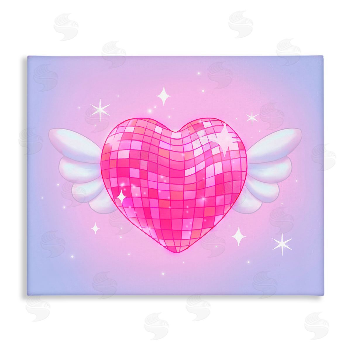 Stephanie Sanchez Disco Heart with Wings Canvas Wall Art Print