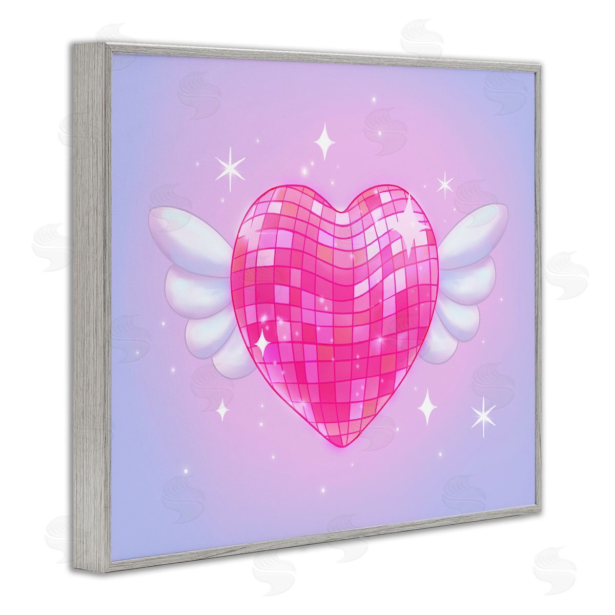 Stephanie Sanchez Disco Heart with Wings Gray Framed Giclee Art Print